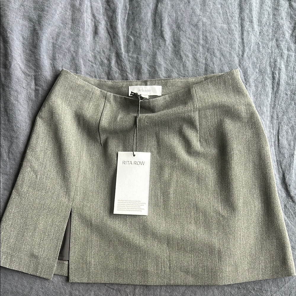 Gray Mini Skirt with Slit - Rita Row